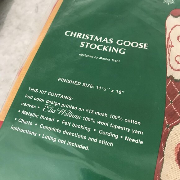 Needle Treasures Needlepoint Christmas Goose Stocking Kit 11.5x18 USA Sealed - Picture 3 of 5
